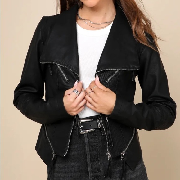 LULU’S Up On A Tuesday Black Vegan Leather Jacket - Picture 1 of 4